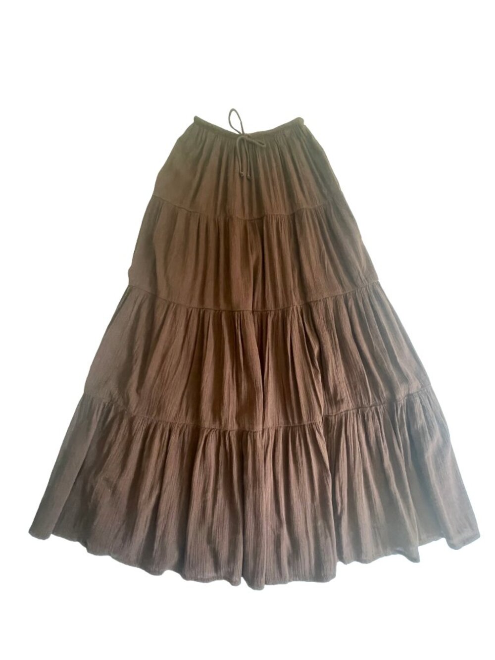 Aerie Brown Tiered Gauze Maxi Skirt XS
